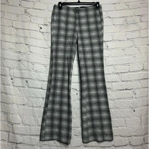 Anthropologie Maeve Black White Plaid Bootcut Flared Leg Knit Pants Size XS